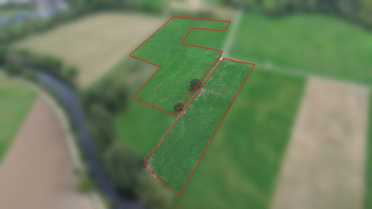 Das Bild zeigt eine Luftaufnahme der Ackerfläche.